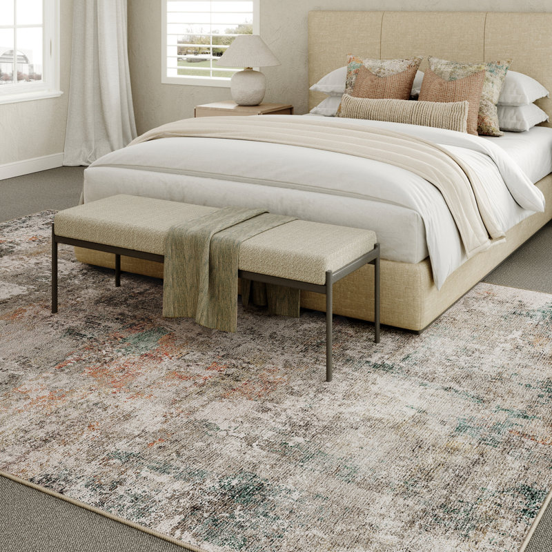 Sarah Modern Abstract Machine Washable Area Rug with Non-Slip Backing, Rectangle 6' x 9'