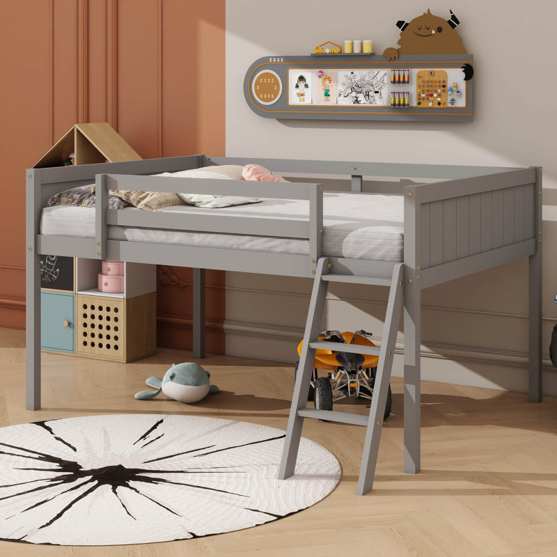 Lit plateforme contemporain en bois, Gris
