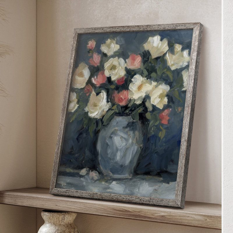 Impasto Floral Arrangement II, reproduction encadrée - bois massif, H 30 po x l 24 po