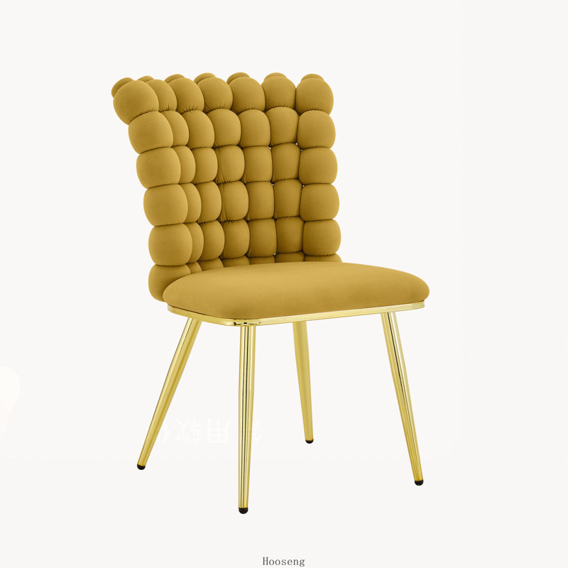 Ensemble de 2 fauteuils d'appoint ergonomiques capitonnés avec pieds dorés, salle à manger et coiffeuse peu encombrants