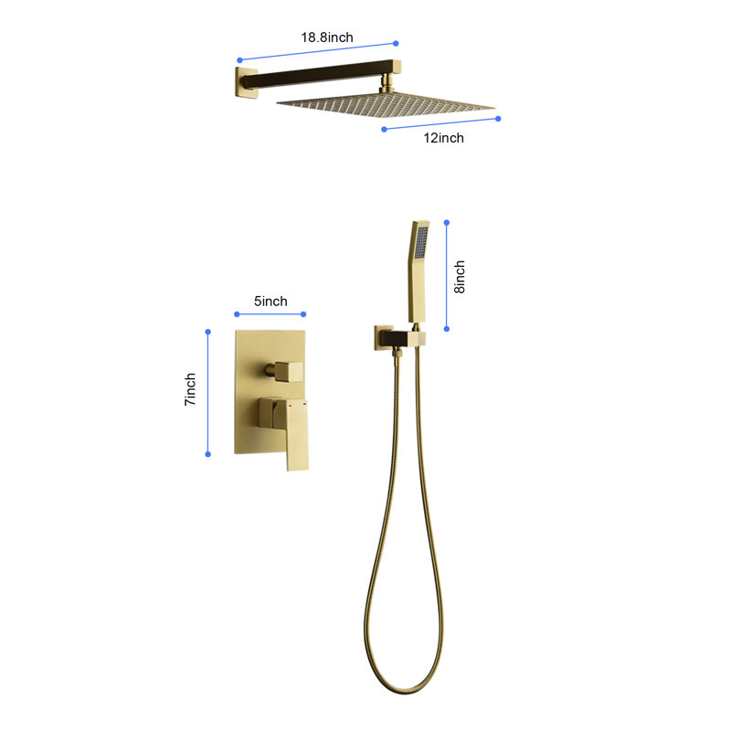 All-In-One Kit with Rough in-Valve, Brushed Gold