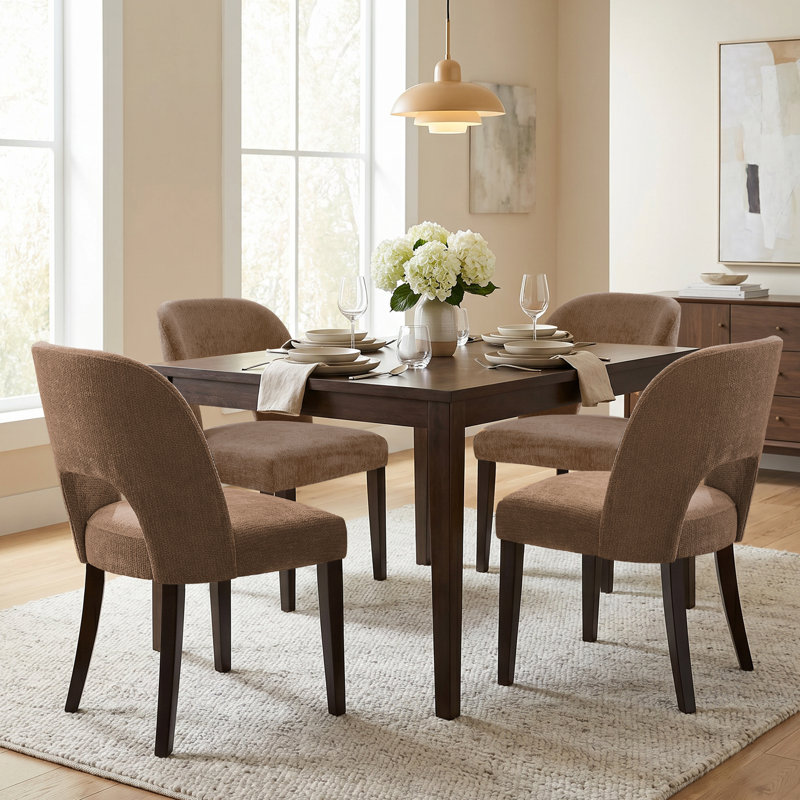 47cm H Upholstered Upholstered Back Side Chair, Brown