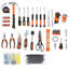 Ensemble d'outils pour la maison 247-Pcs-Base multifonctionnelle pour outils de réparation, trousse à outils de réparation automatique, ensemble d'outils mixtes avec boîte de rangement en plastique orange
