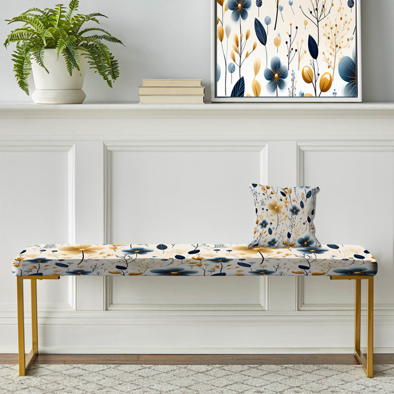 Banc rembourré or, Minimalist Charm Floral Pattern In Blue
