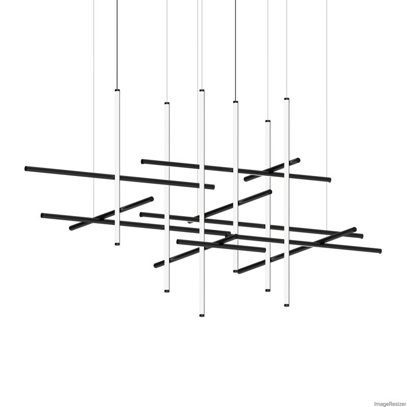 Labyrinth Dimmable LED Geometric Chandelier, Satin Black