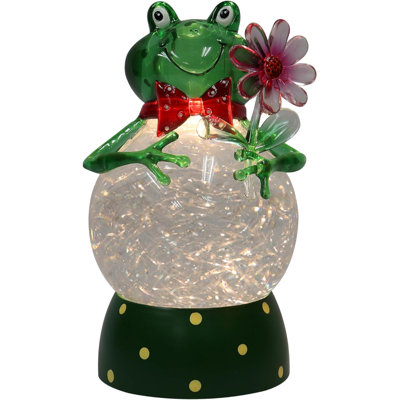 Lanterne grenouille en acrylique H 8,66 "- lumières DEL, paillettes tournantes, à piles