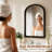 Arched Bathroom Wall Mounted Vanity Mirror, Vintage Beaded Decorative Makeup Mirror-1494827693-1494827667