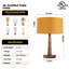  Lampe de table effilée en bois massif 18,5 "avec abat-jour rond en velours, lampe d'appoint moderne en bois véritable avec base E26 pour chambre à coucher et salon-607917158-607917157