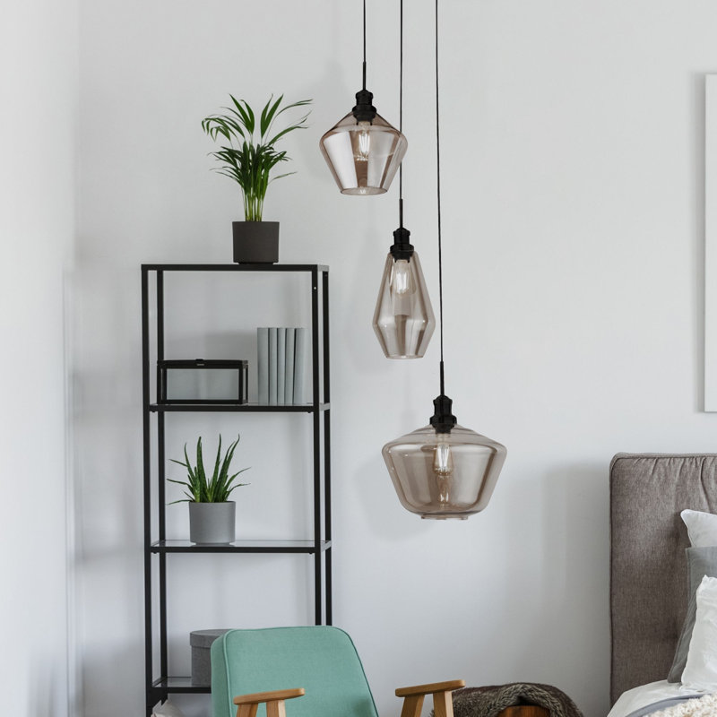 Colette 3-Light Cluster Chandelier, Black
