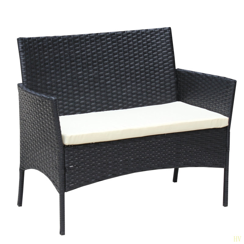 Ensemble de meubles de patio en rotin pour 4 pièces, Blanc