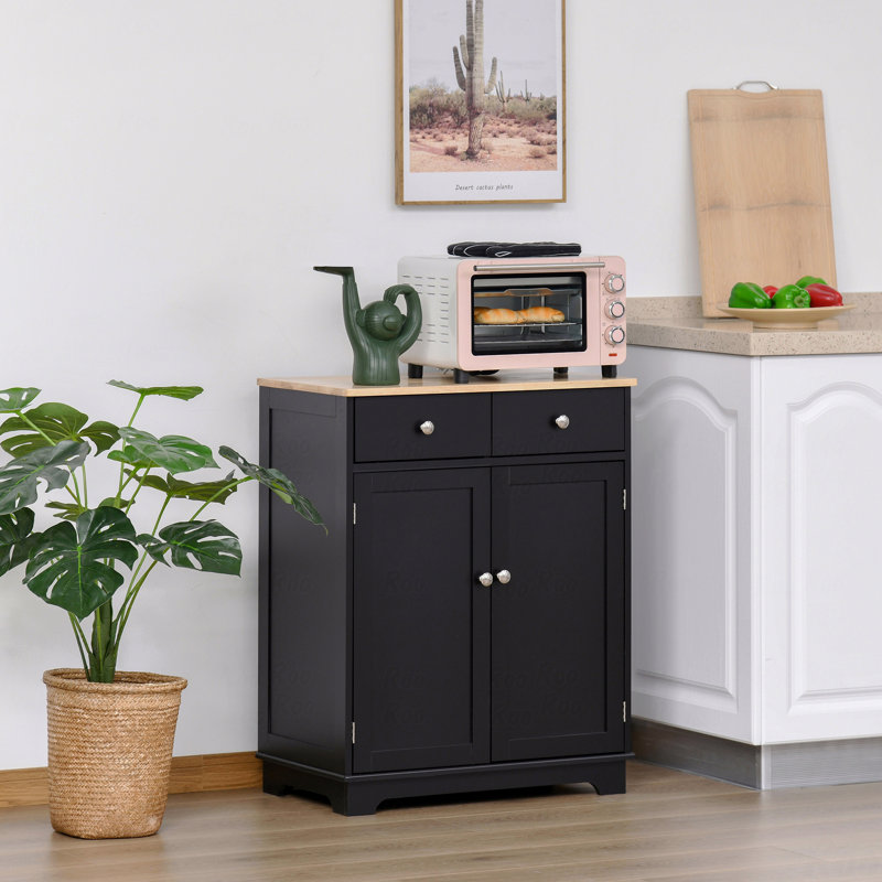 Armoire de rangement, moderne, en bois, armoire de rangement 2 tiroirs, buffet avec comptoir solide, cuisine, café avec tiroirs, portes et tablette réglable