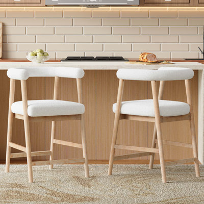Seat Height  Bar Stools With Back,  Comfortable Counter Stools For Kitchen Island/Dining Room, Set Of 2