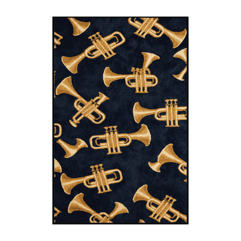 Washable Trumpet Music Area Rug, Rectangle 5' x 7'