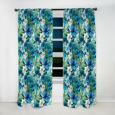 Motif tropical bleu azur et vert I - Rideau floral - Rideau obscurcissant - 1 panneau