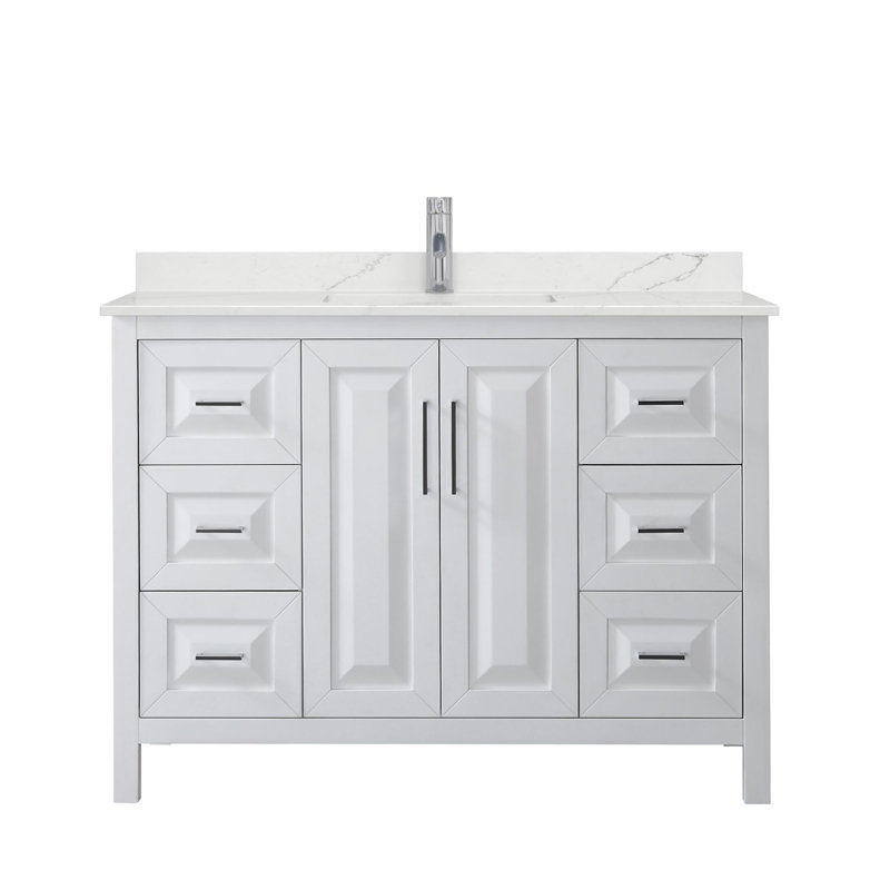 Daria 48'' W Vanity, Giotto Quartz, White, Polished Chrome