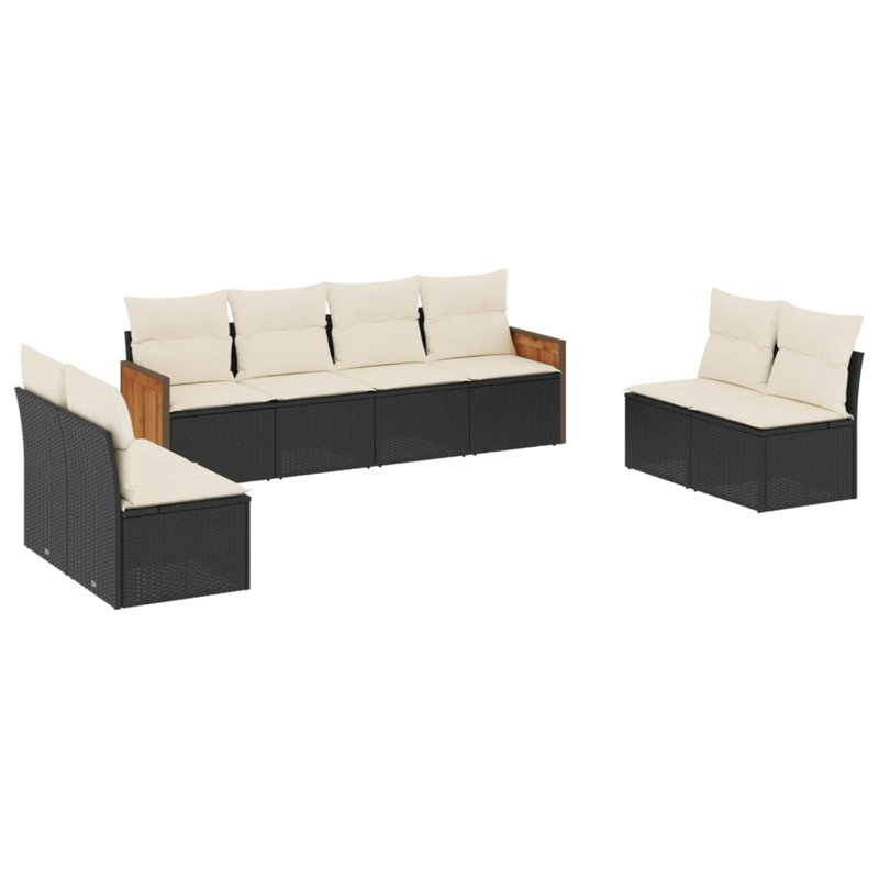 Ensemble de canapé de jardin en rotin PE Vidaxl, acier thermolaqué grand