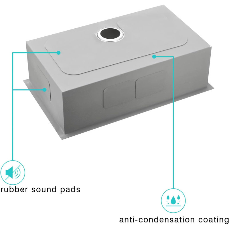 Évier de cuisine à simple cuve en acier inoxydable de calibre 18 fabriqué à la main avec robinet encastrable 30 po