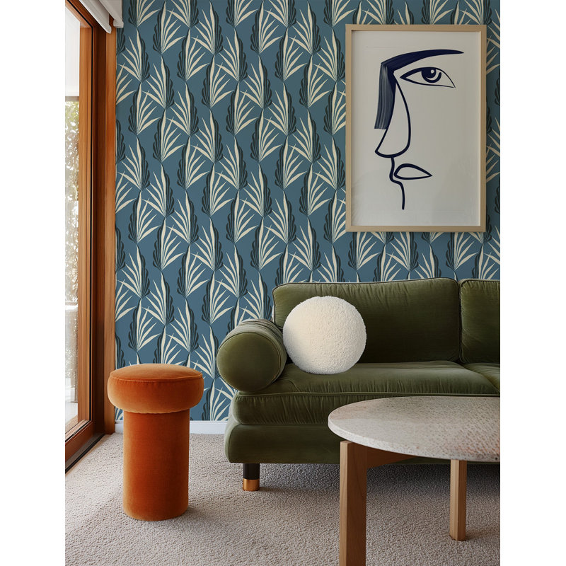 Areca Palm - Wallpaper, Blue, Non-pasted