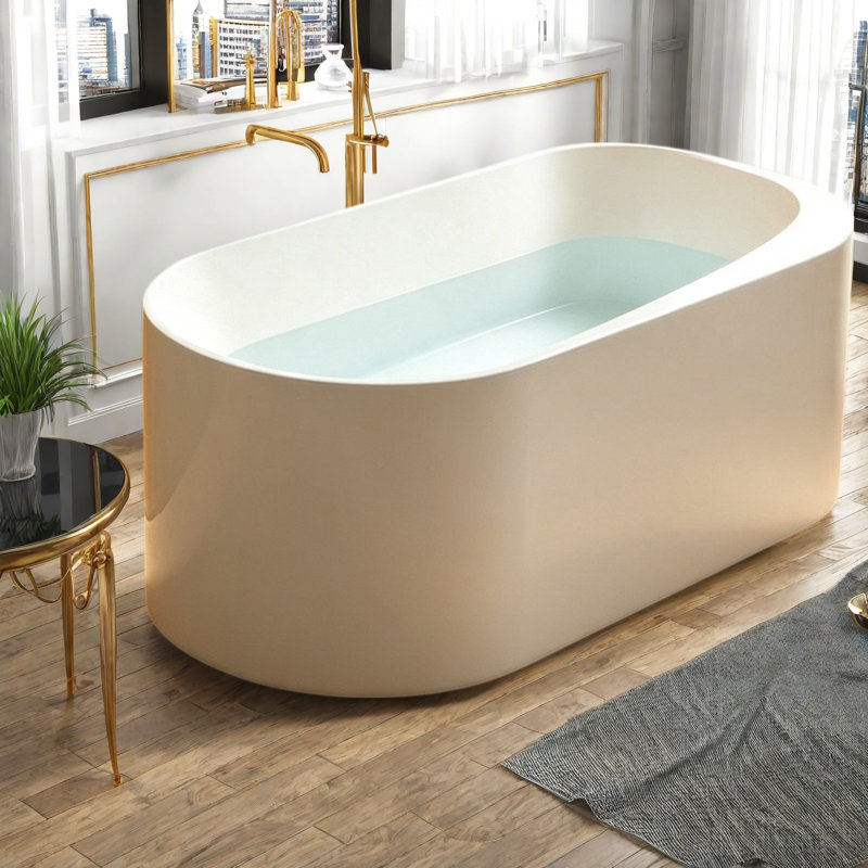 Baignoires et bains à remous en résine de pierre de 2,5 cm, baignoire moderne blanche mate