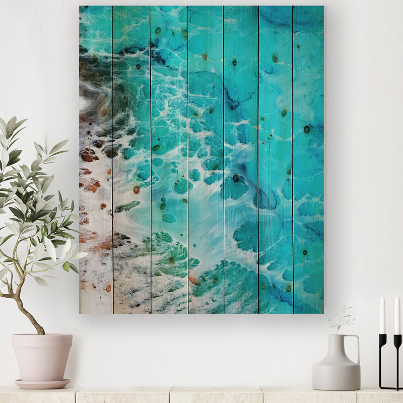 «Waves Epoxy Resin Art III», reproduction d'art sur bois sans cadre, H 20 po x l 12 po x p 1 po