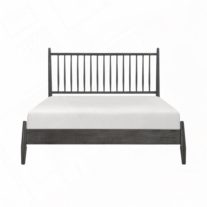 Modern Design Platform Bed, Gray, Queen
