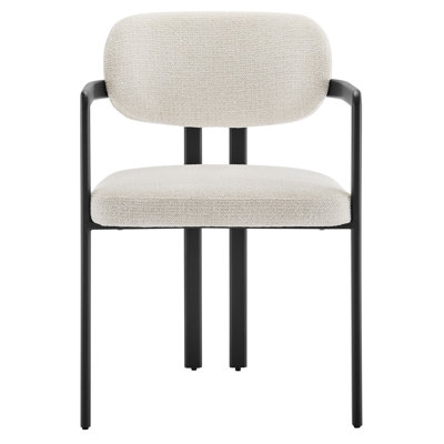 Elio Barrel Fabric And Metal Dining Chair In Black Dove Grey