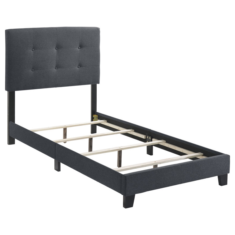 Ajim Upholstered Twin Panel Bed Grey, Gray, Twin