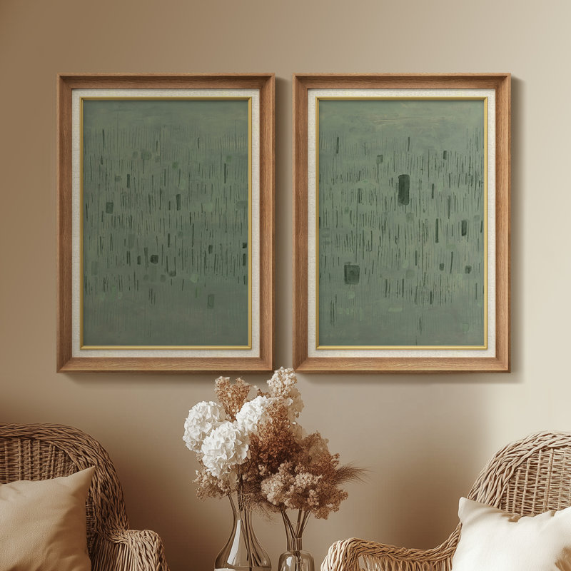 Duo de tons neutres de tons neutres terreux neutres - ensemble de 2 reproductions d'art encadrées de qualité supérieure sur papier 26 po x 36 po