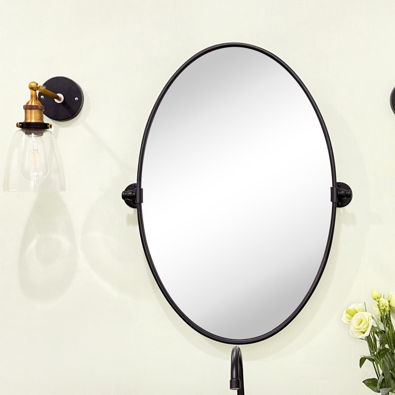 Miroir de salle de bain mural Luecinda, Noir mat, 30 po x 20 po