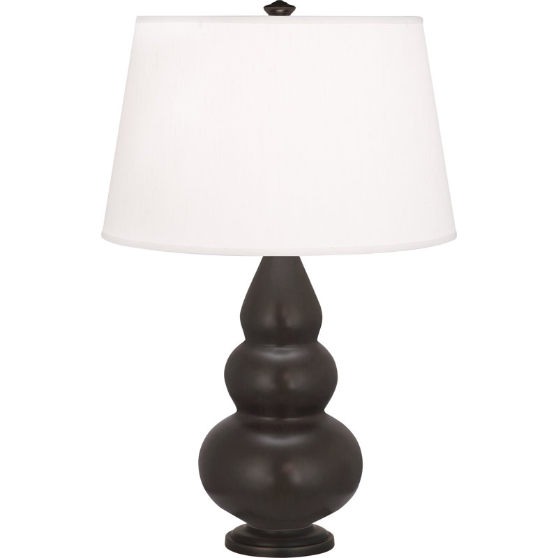 Small Triple Gourd Table Lamp, Matte Ash, Deep Patina Bronze