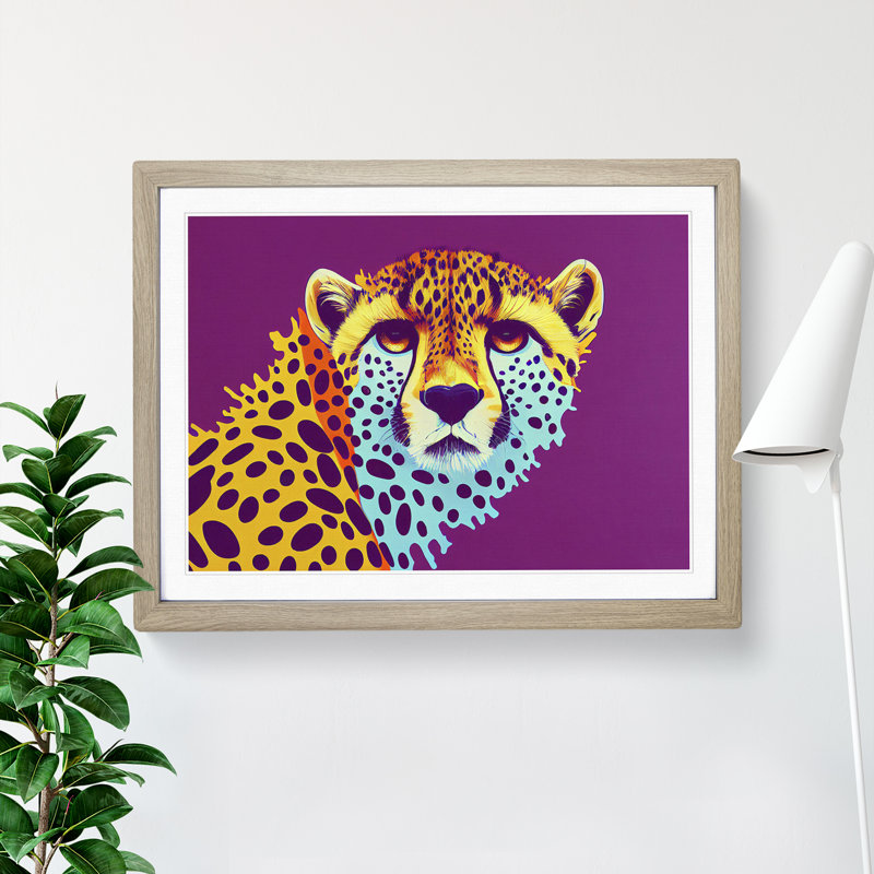 Unforgettable Cheetah - Framed Print, 46cm H x 64cm W x 2cm D, Oak
