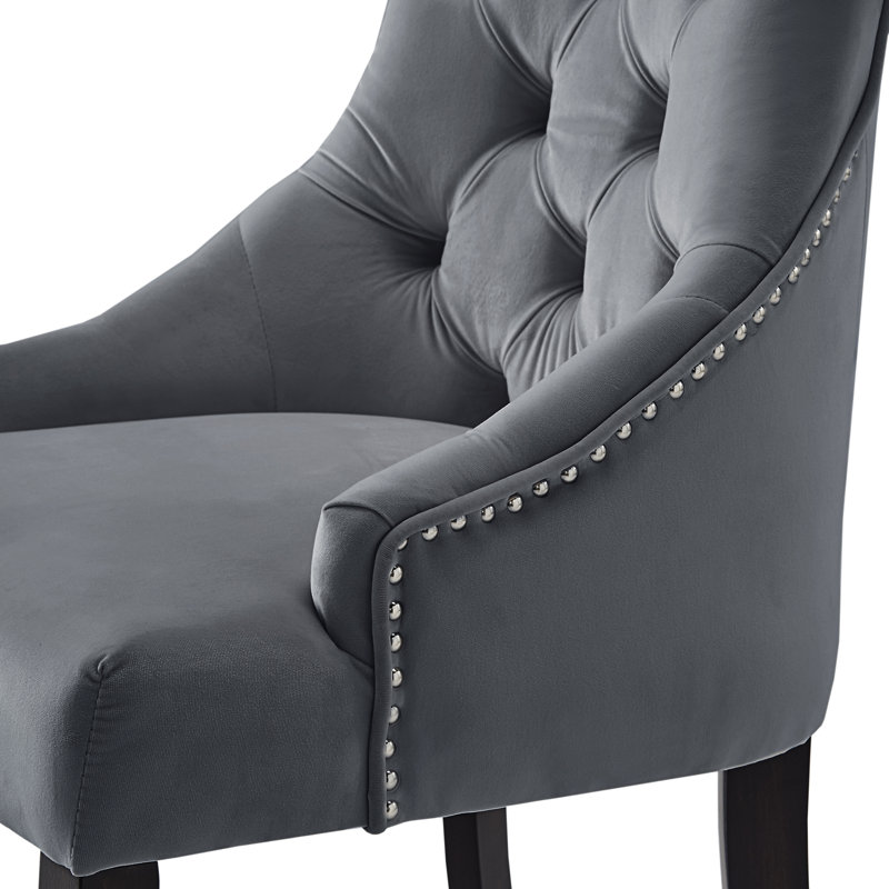 Chaise d'appoint de 24,25 po de largeur Dukinfield, Espresso, Velours gris foncé