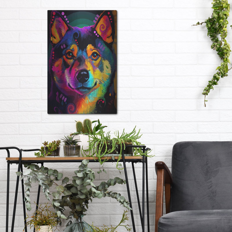  «Shiba Close Up» par Dean Russo, art mural en métal, 12 po x 16 po, H 16 po x l 12 po