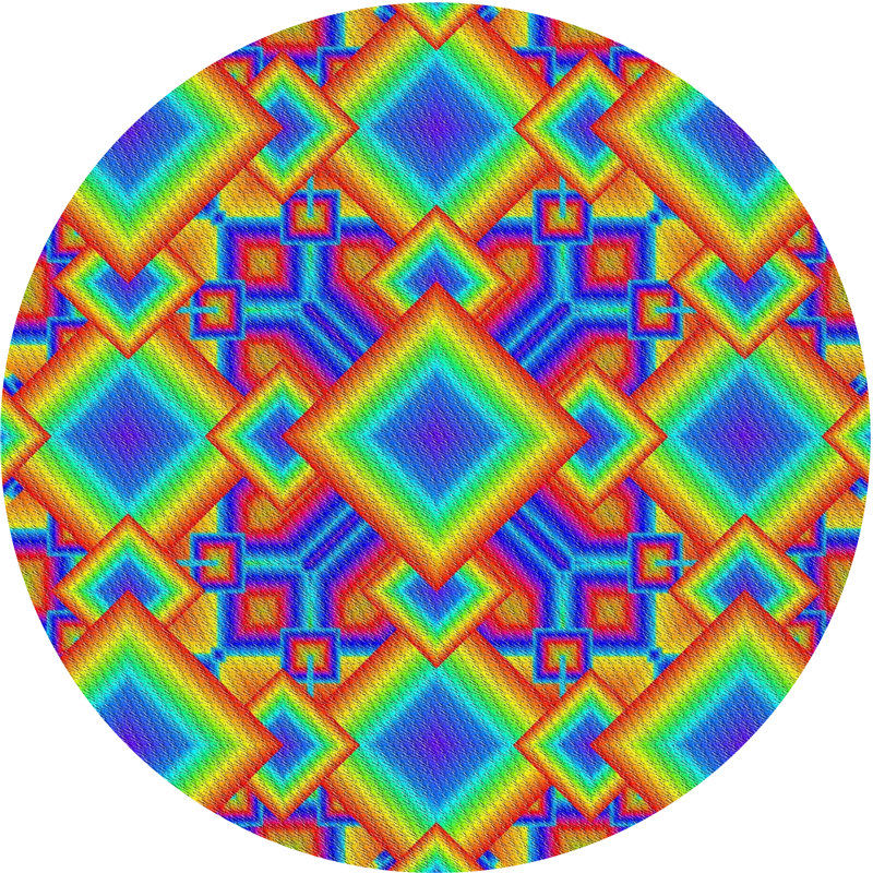 Tapis abstrait bleu / jaune, Rond 4 pi