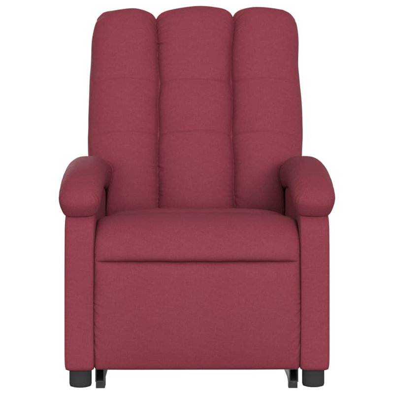 Upholstered Massage Chair, Wine Red Polyester, Manual