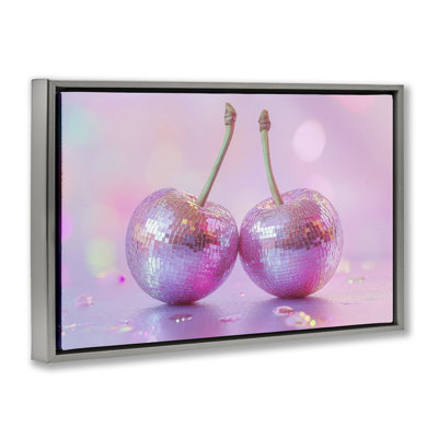 Cadre flottant Pastel Shine Disco Cherries, design par LSR Creative Studio