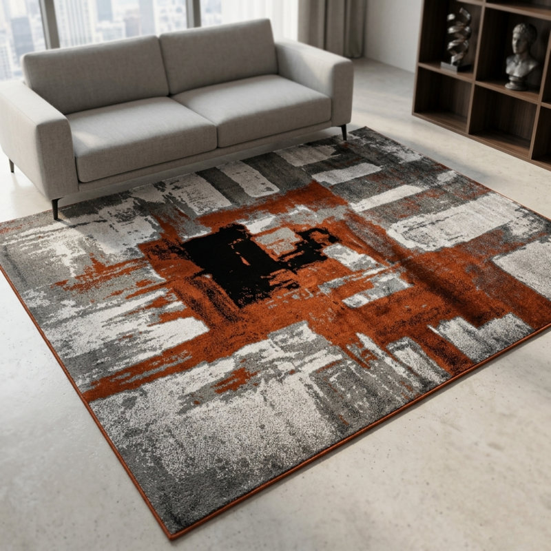Abstract Area Rug, Terra, Rectangle 200 x 290 cm