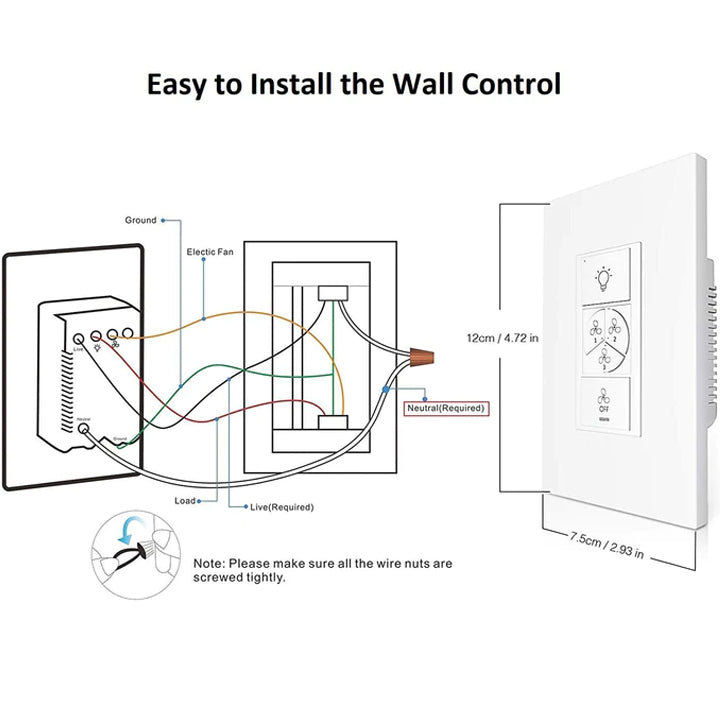Raiden Indoor Smart Ceiling Fan with LED Light Kit and Wall Control, Works with Google Assistant, Amazon Alexa, and Siri Shortcuts.