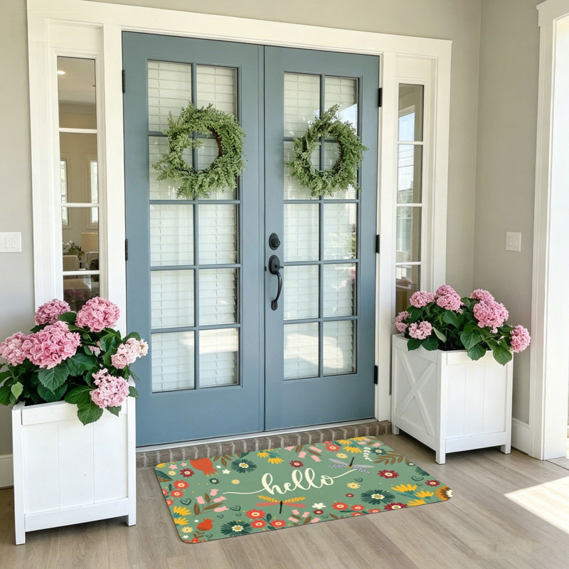 Tapis de sol rétro Vintage avec libellule Hello vert 20 po x 32 po