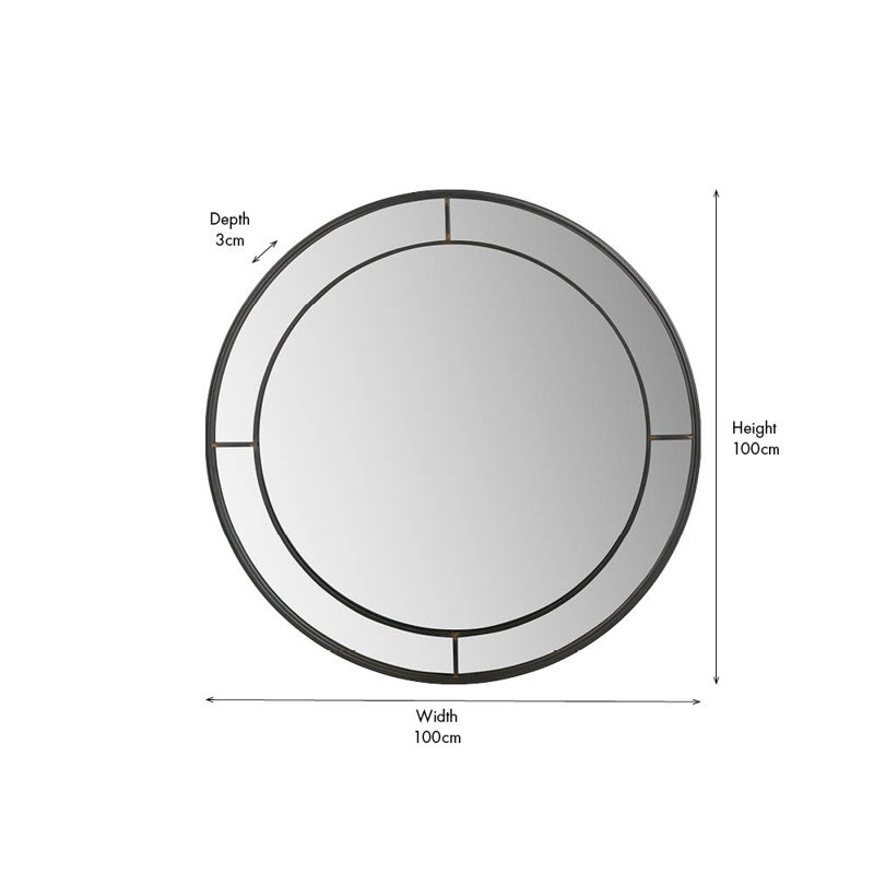 Iron Round Mirror, 254 cm H x 254 cm W