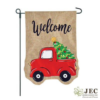 Ensemble de drapeaux en toile de jute à double face 18 po x 13 po Truck Welcome