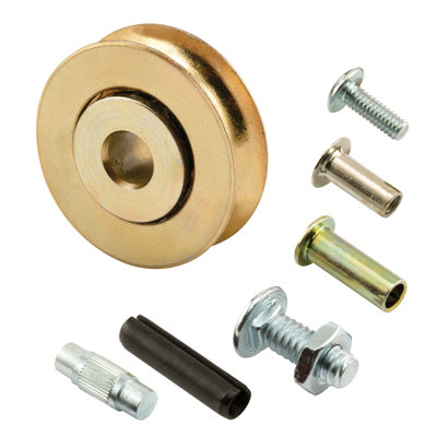 Prime-Line Steel Patio Sliding Door Roller Kit, 1-1/8 in. Concave Roller, Yellow Zinc