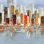 Colourful Buildings with Water Reflection - Grey Framed Print-1974037720