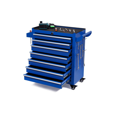  7 Drawer Rolling Tool Cabinet with Lockable Storage and Wheels