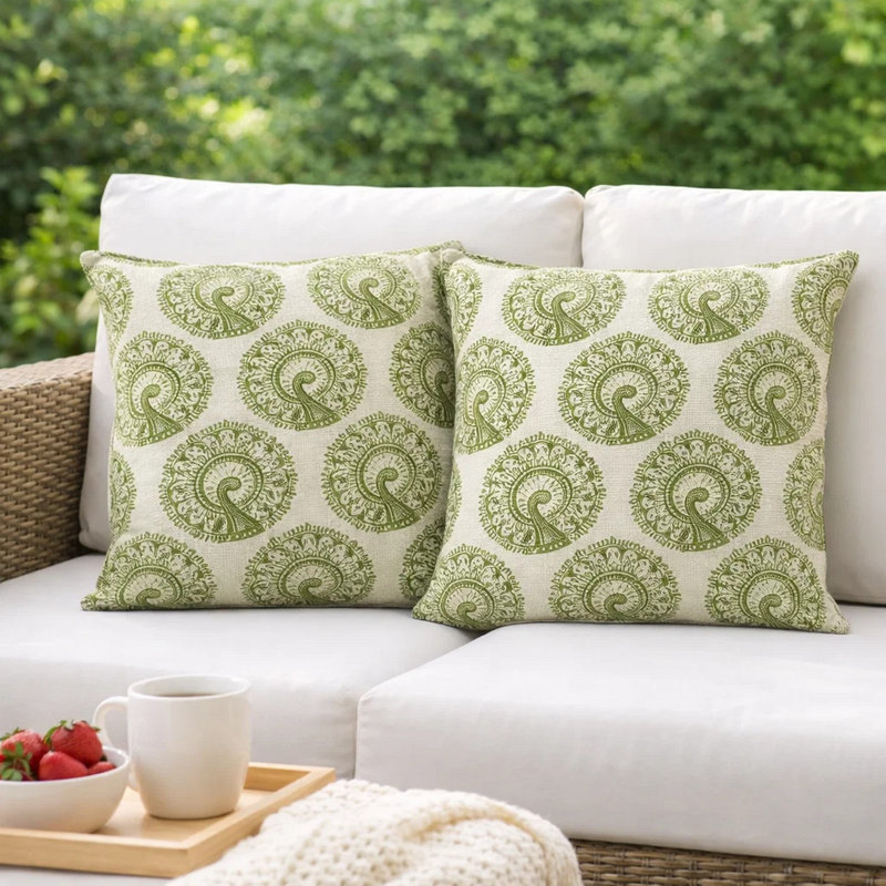 Large Pillow Cover and Insert, Green, 18.8" H x 18.8" W x 10.5" D