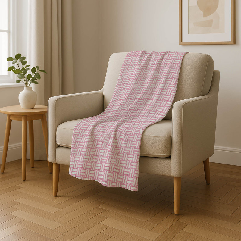 Jeté carré Addison Sherpa ASB925, Géométrique 7, Rose