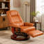 Fauteuil inclinable pivotant en bois massif brun clair avec repose-pieds et fauteuil confortable pour l'espace intérieur
