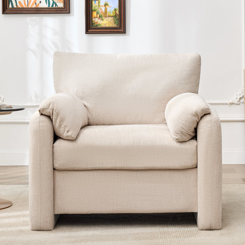 Fauteuil d'appoint rembourré surdimensionné de 38,6 po pour le salon, Beige