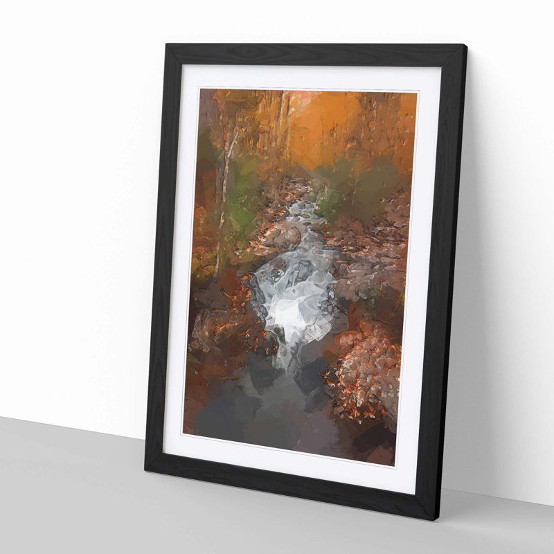 Woodland Stream in Abstract - Picture Frame Graphic Art Print, 60cm H x 40cm W x 2cm D, Black