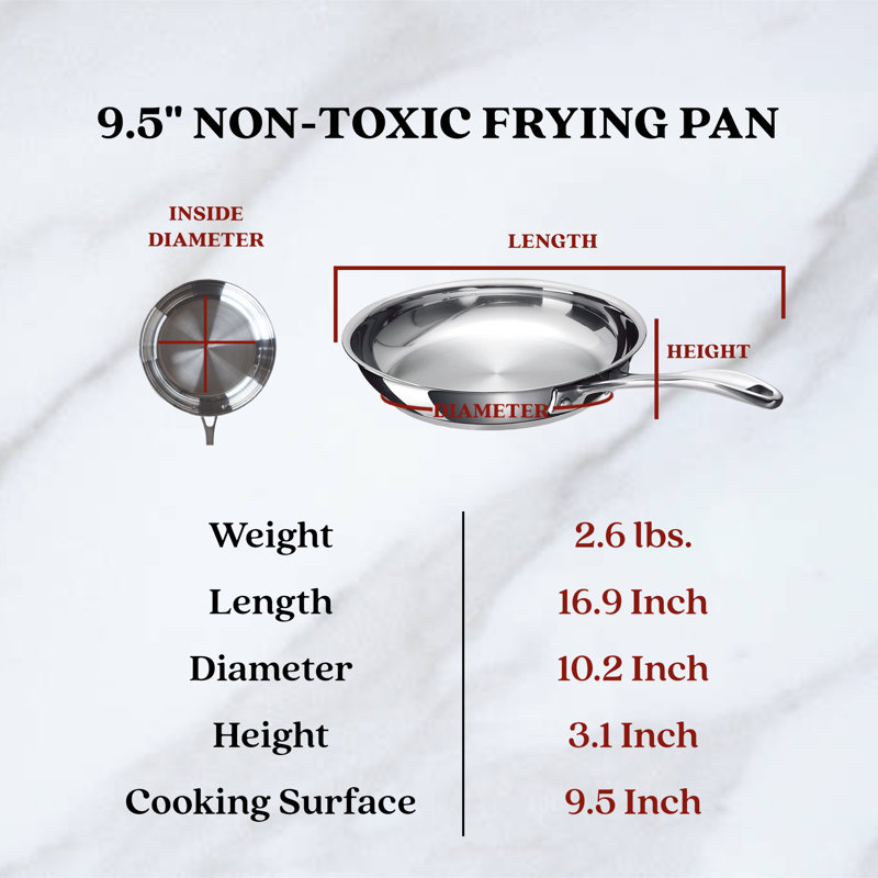 Alva 9.5" Stainless Steel Nonstick Frying Pan Skillet